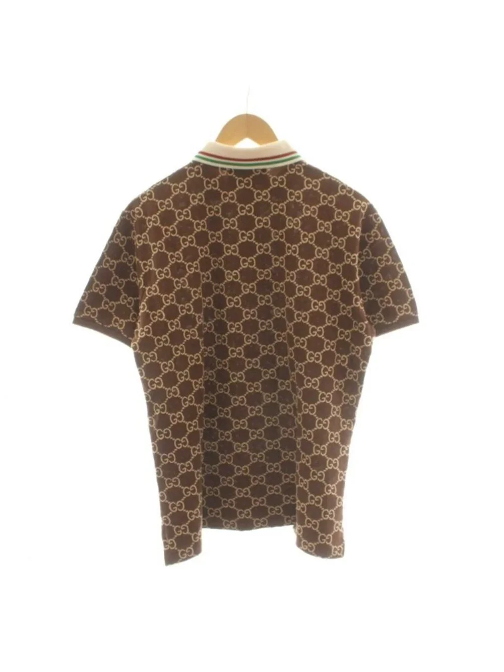 Gucci GG Pattern Polo Shirt Short Sleeve Embroidery S Brown